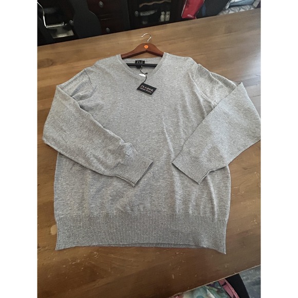 Jos A Bank Sweater Mens Large Gray Signature Collection Pima Cotton Pullover NWT - Picture 1 of 4